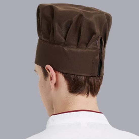 Yousheng Chef Hat Solid Color Flat Top Pleated Design Breathable Cotton Chef Hat Adjustable Fit Lightweight Cooking Cap