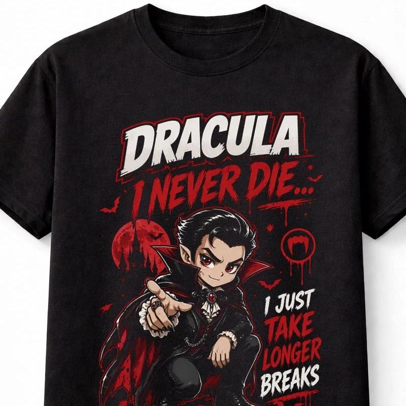 Dracula Vampire Horror Gothic Funny Quote Graphic Unisex TShirt S
