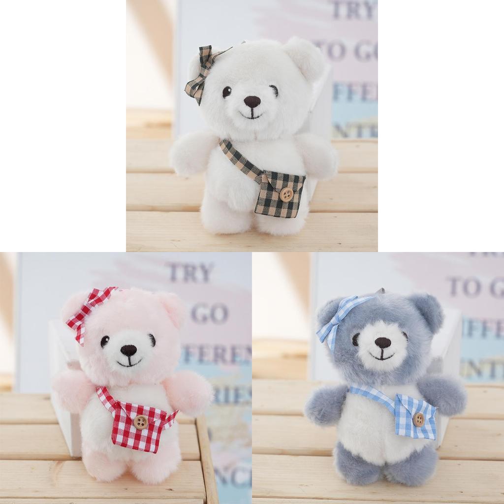 Cute Plush Bear Keychain With Soft Fur For Car And Bag Decor