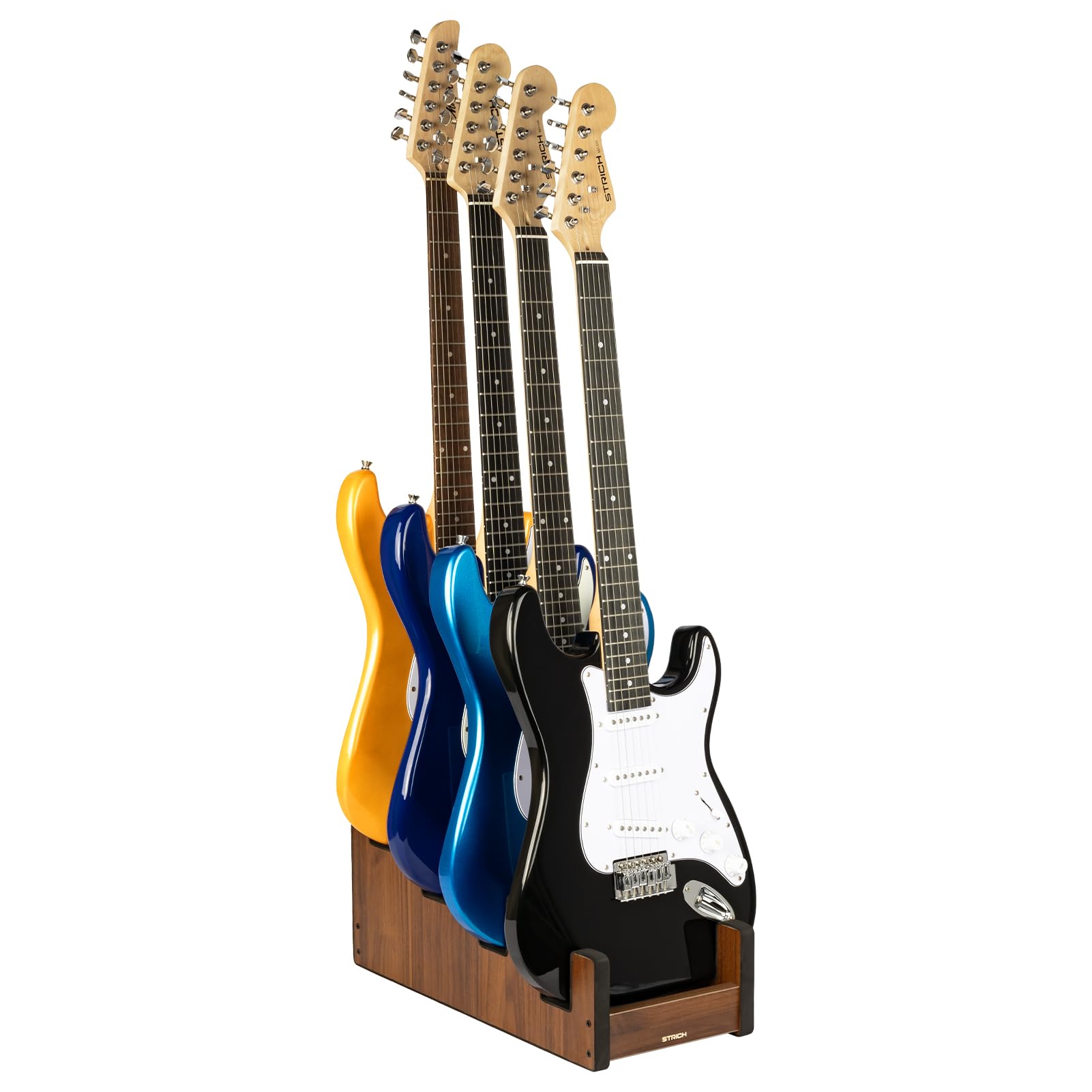 

STRICH Wooden Guitar Holds 4 Front Stand for and Stage Walnut Color 4 L-4EW Floor-Mounted Stand, Guitars, Display, Space-Saving, Multi-Guitar Home,