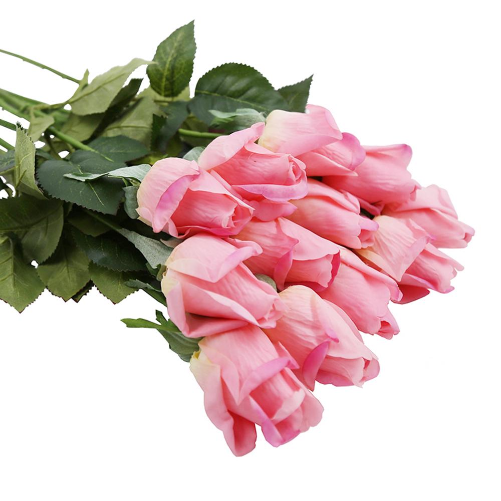 10Pcs Artificial Latex Roses Real Touch Flowers For Wedding Bridal Bouquet Home Decoration