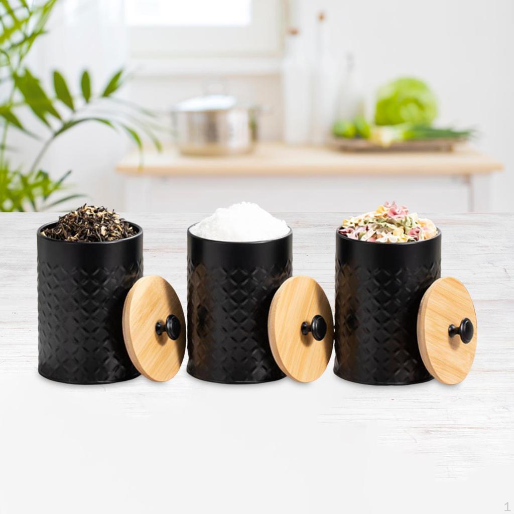 3 Pieces Coffee Tea Sugar Container,Kitchen Canister Set Rustic Airtight Food Storage Jars for