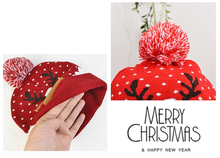 Bunte Strick-LED-Weihnachtsmütze - Perfekt für Partyfotos & Kindergeschenke