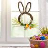 Osterhase Kranz Kleine Hasenform Rattan Kranz mit Pastell-Eiern Blumen für Haustür Innen Außen Frühling Haus Fenster Wand Dekoration