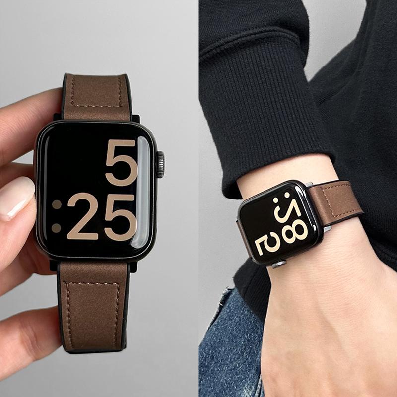 Leather+Silicone Strap For Apple Watch Band Ultra 49mm 44mm 45mm 41mm 46mm 40mm 42mm Magnetic Bracelet iwatch Series 2028
