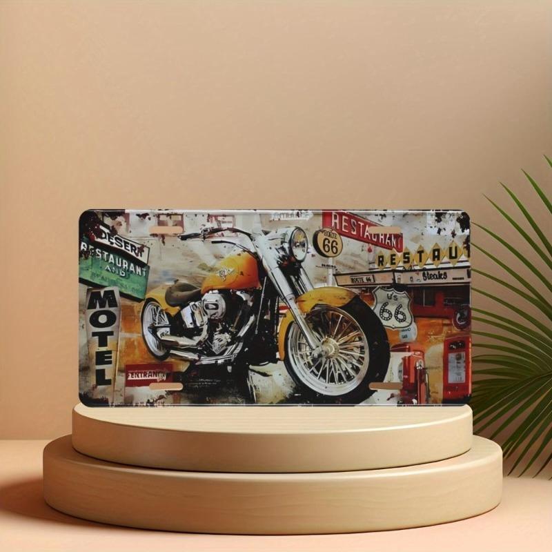 Motorcycle Souvenir License Plate, Metal Auto Wall Decor 15x30cm