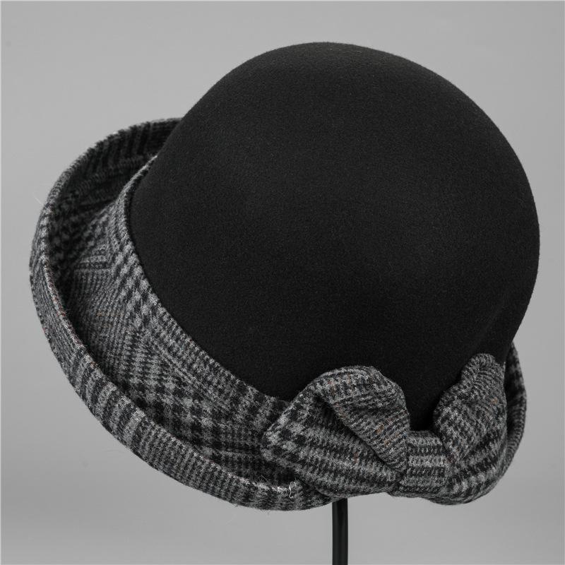Ladies Hat Autumn and Winter Fashion Elegant Temperament Woolen Crimped Top Hat Beautiful Foldable