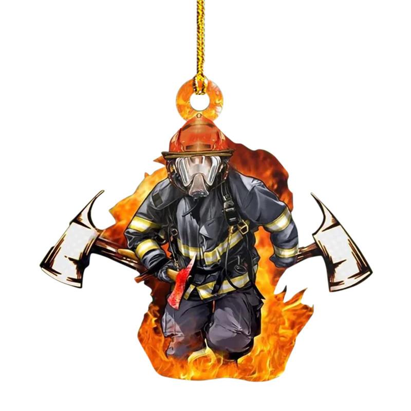 2D Christmas Firefighter Pendant Christmas Pendant Dwarf Car Pendant Statue Craft Party Accessories Decoration new year 2025
