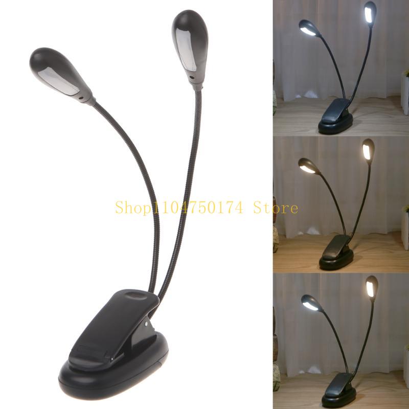 2 Dual Arm Flexible Dimmable 14 LED USB Table Lamp Clip-on Bed Reading Table Lig top sale