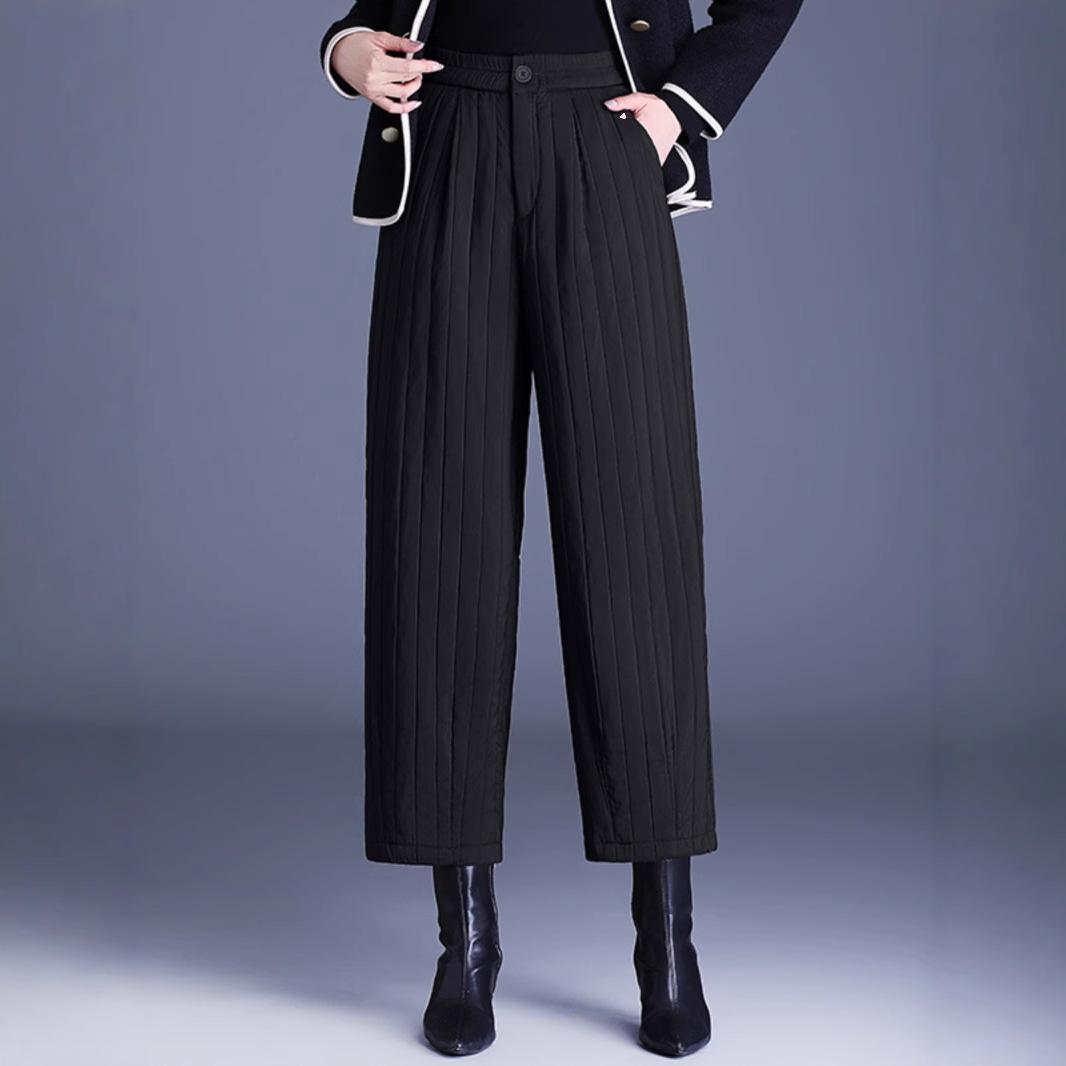 

Свободные и облегающие теплые повседневные брюки из хлопка с девятью точками, широкие брюки, универсальные прямые брюки для женщин 3XL