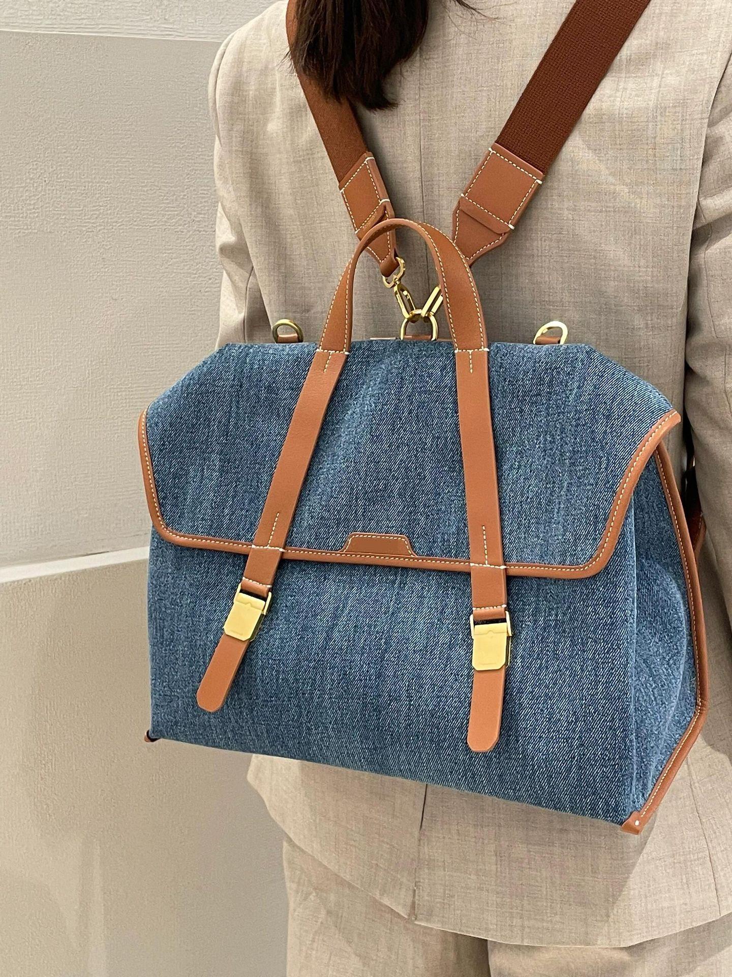 

Серия рюкзаков холщовый джинсовый портфель большая вместимость сумка