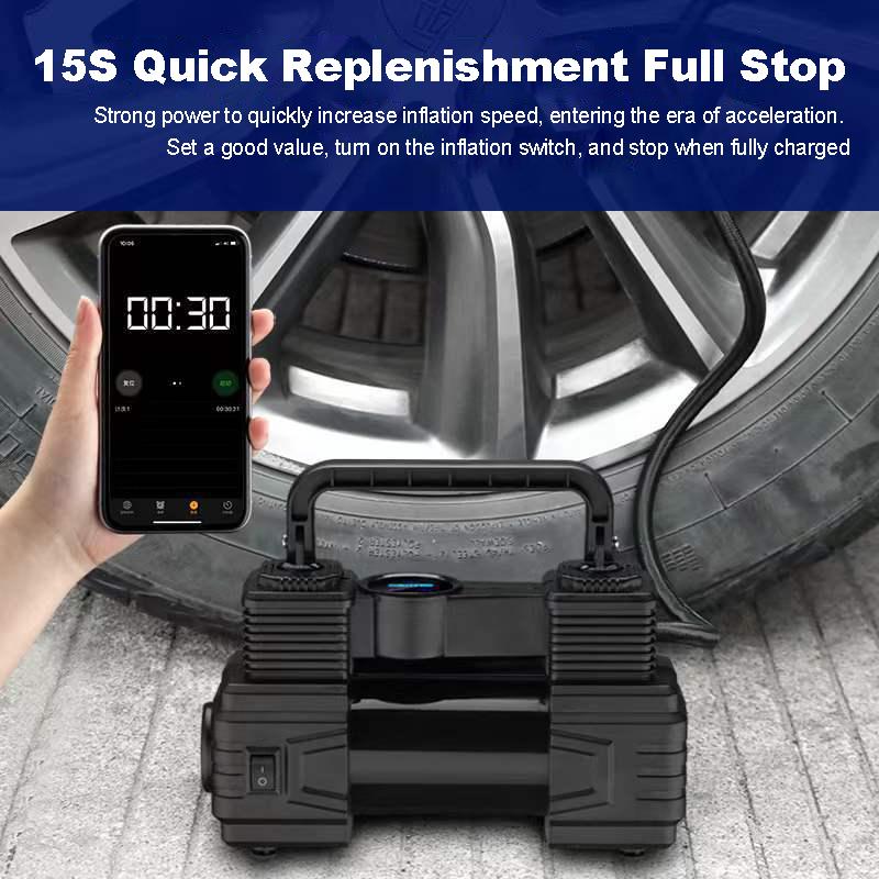 Car Tire Pump with Digital Pressure Gauge Heavy Duty Air Compressor High Precision Auto Inflatable Pump LED Emergency Flashlight