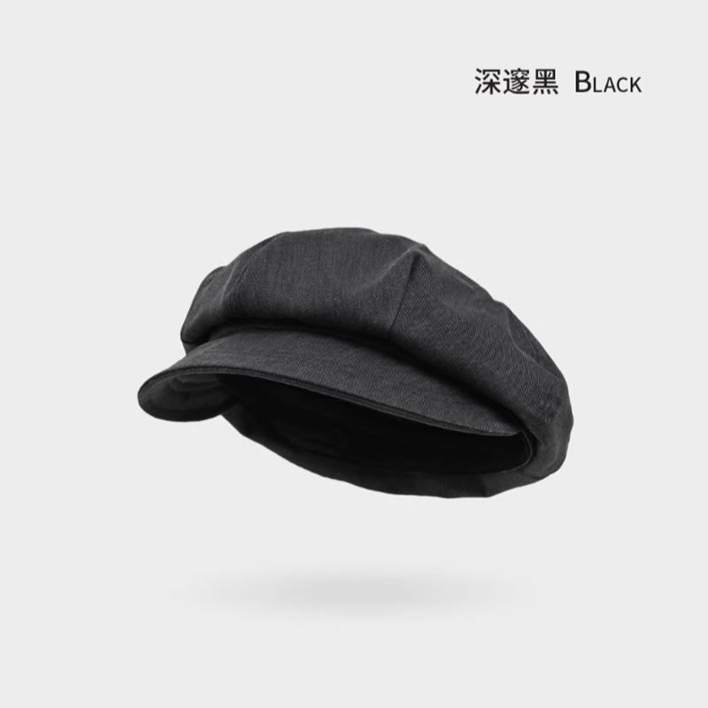 Vintage cloud beret big head circumference painter newsboy hat 2025 new gray large size duck tongue octagonal hat
