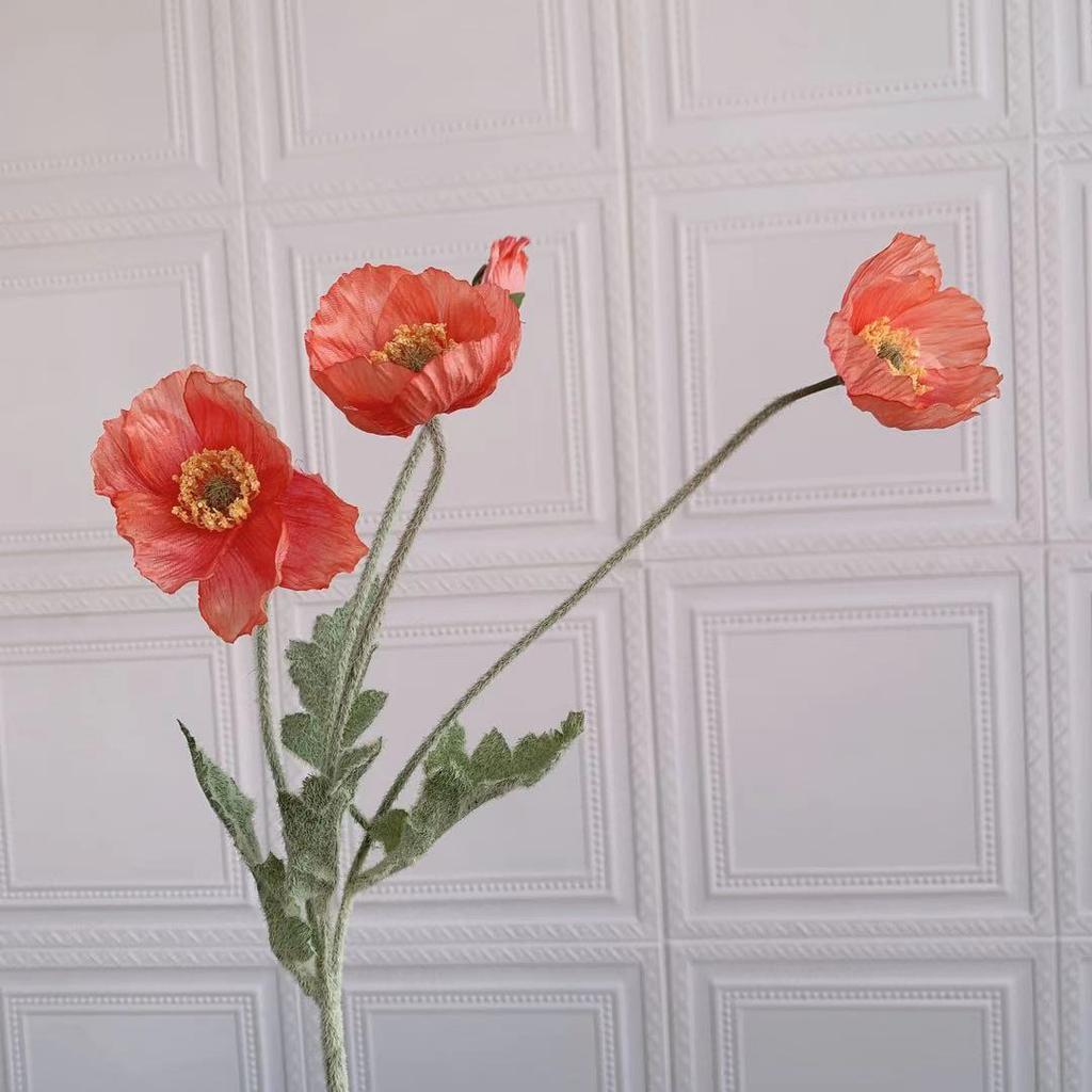 Artificial Flowers Fake Poppy Silk Flowers Long Stem Housewarming Garden Table Wedding DIY Party Wedding Home Bouquet Decor