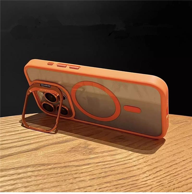 For iPhone 16 Pro Max Luxury Magsafe Magnetic Lens Holder Stand Phone Case For iPhone 11 12 13 14 15 Plus 16E Protective Cover