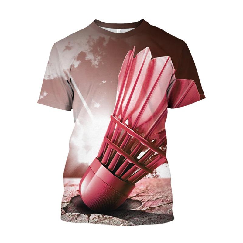 T-shirt Imprimé 3D Hot Blood Badminton Vêtements de Sport Loisir Streetwear T-shirt Oversize Manches Courtes Pulls Haut