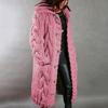 Women Large Size Long Sleeve Hooded Cardigan Sweater with Pockets Single Breasted Coat