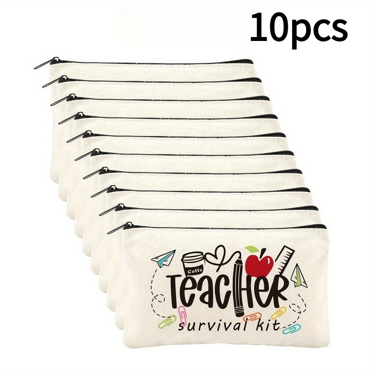 

10pcsTeacher-Themed Patterned Zippered Makeup Bag and Toiletry Pouch Set, Versatile Storage Bags for Various Items for Teachers