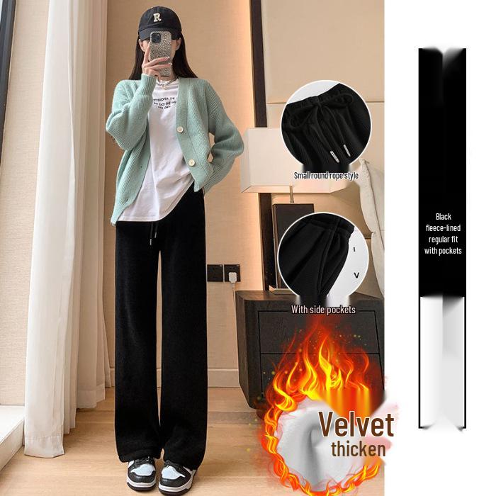 

Женские вельветовые брюки с высокой посадкой и флисовой подкладкой - Стройнящие, Повседневные, Узкие/Широкие штанины, Осень/Зима XX-Large чёрный