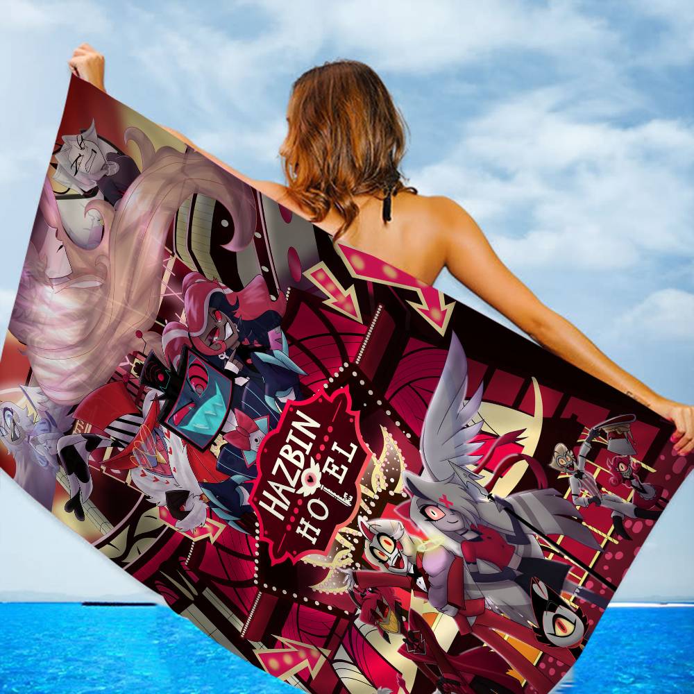 Cartoon Hazbin Hotel Bath Towel Microfiber Soft Water Absorbing Breathable For Girl Kids Decorative Cartoon Beach Towel