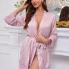 Premium Ice Silk Satin Pajamas Women's Fungus Edge Butterfly Spring Sexy Nightgown Sweet Atmosphere Bathrobe Loungewear