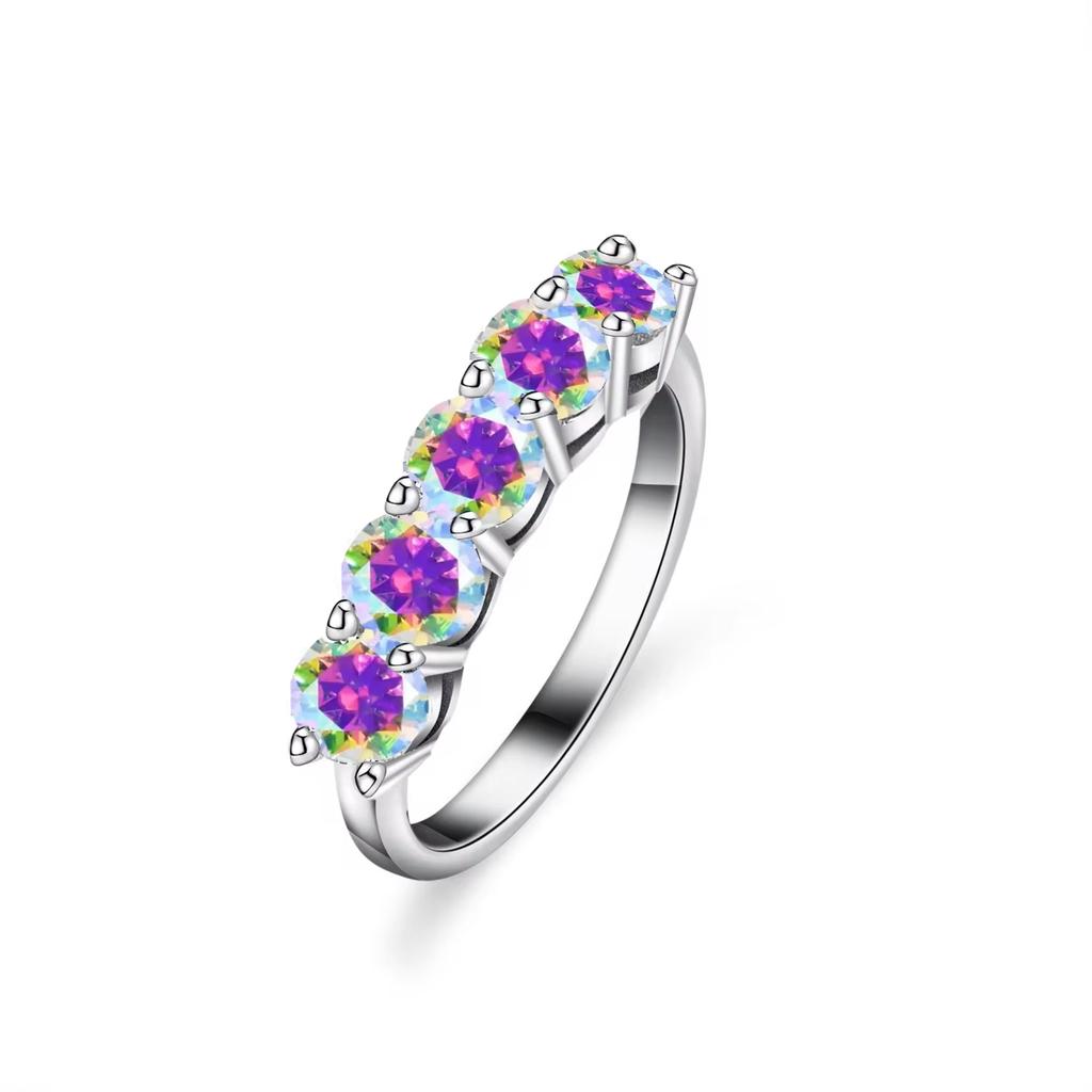 JAIWEN S925 Sterling Silver Rings Moissanite Gemstone Eternity Band Ring Moissanite Jewelry Women Wedding Promise Stackable Ring