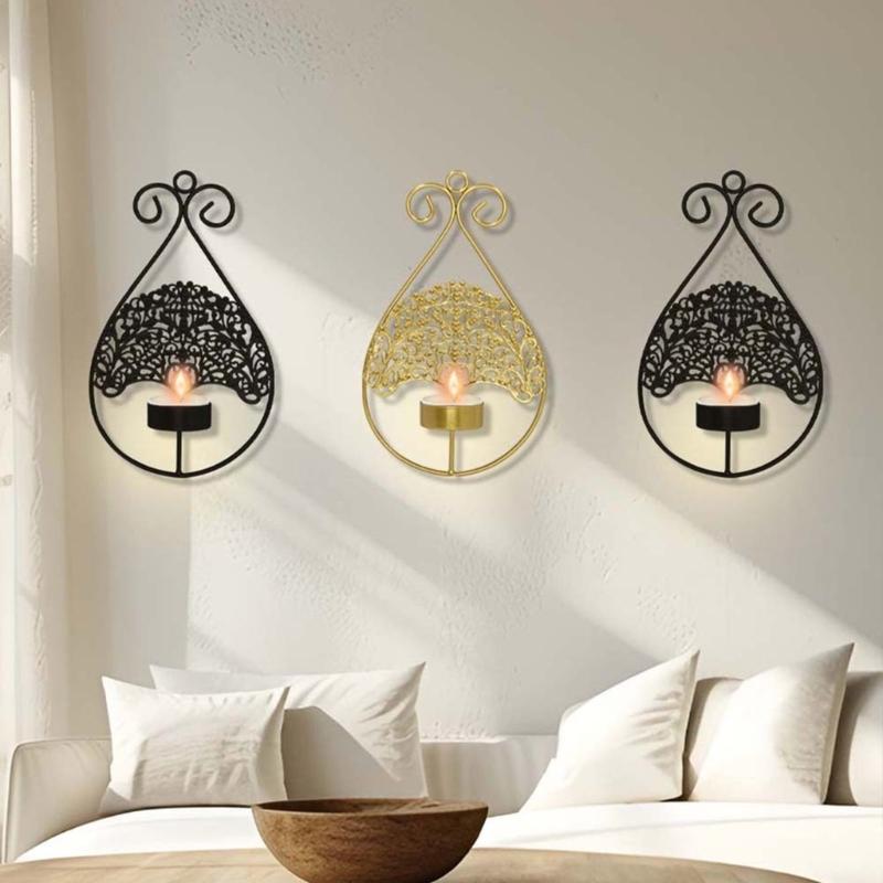 Vintage Wall Mounted Candle Sconce for Bedroom and Dining Room Decoration Metal Tree Shape Wall Hanging Candle Holder