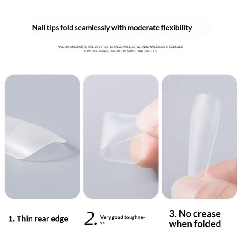 300Pcs/Bag Full Cover Press On Fake Nails Matte Ultrathin TransparentCoffin Tips Nails Extension Diy Practice Nail Tool