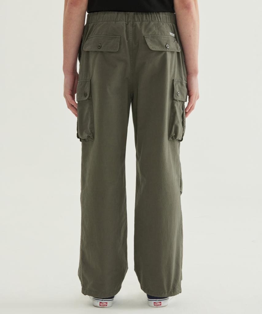COVERNAT Wide Cotton Parachute Pants Olive