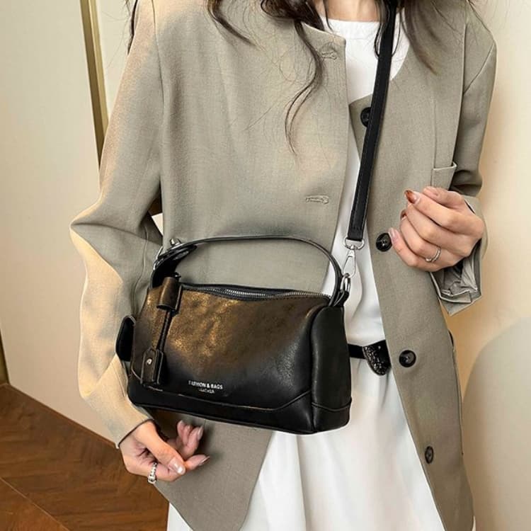 Soft leather mini Boston bag women's shoulder messenger bag