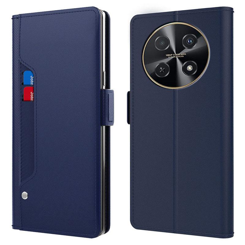

For Huawei nova 12i 4G/Enjoy 70 Pro Case Leather Drop-proof Phone Cover with Mirror and Card Slot Blue