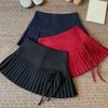 Bowknot Dot Mini Skirt Sweet A-line Short Skirts Fashion Pleated Skirts for Women  Girls