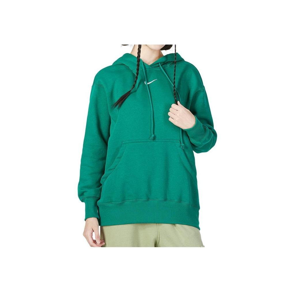 Nike Solid Color Hooded Pullover Long Sleeve Sweatshirt Women Tops Green DQ5861-365
