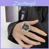 Stunning Retro 925 Silver Peony Flower Ring Adjustable Open Design Ideal For Special Gifts