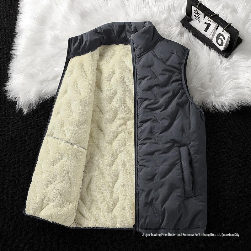 

Men s Thickened Outdoor Ultrasonic Fleece-Lined Stand Collar Vest 4XL хакі