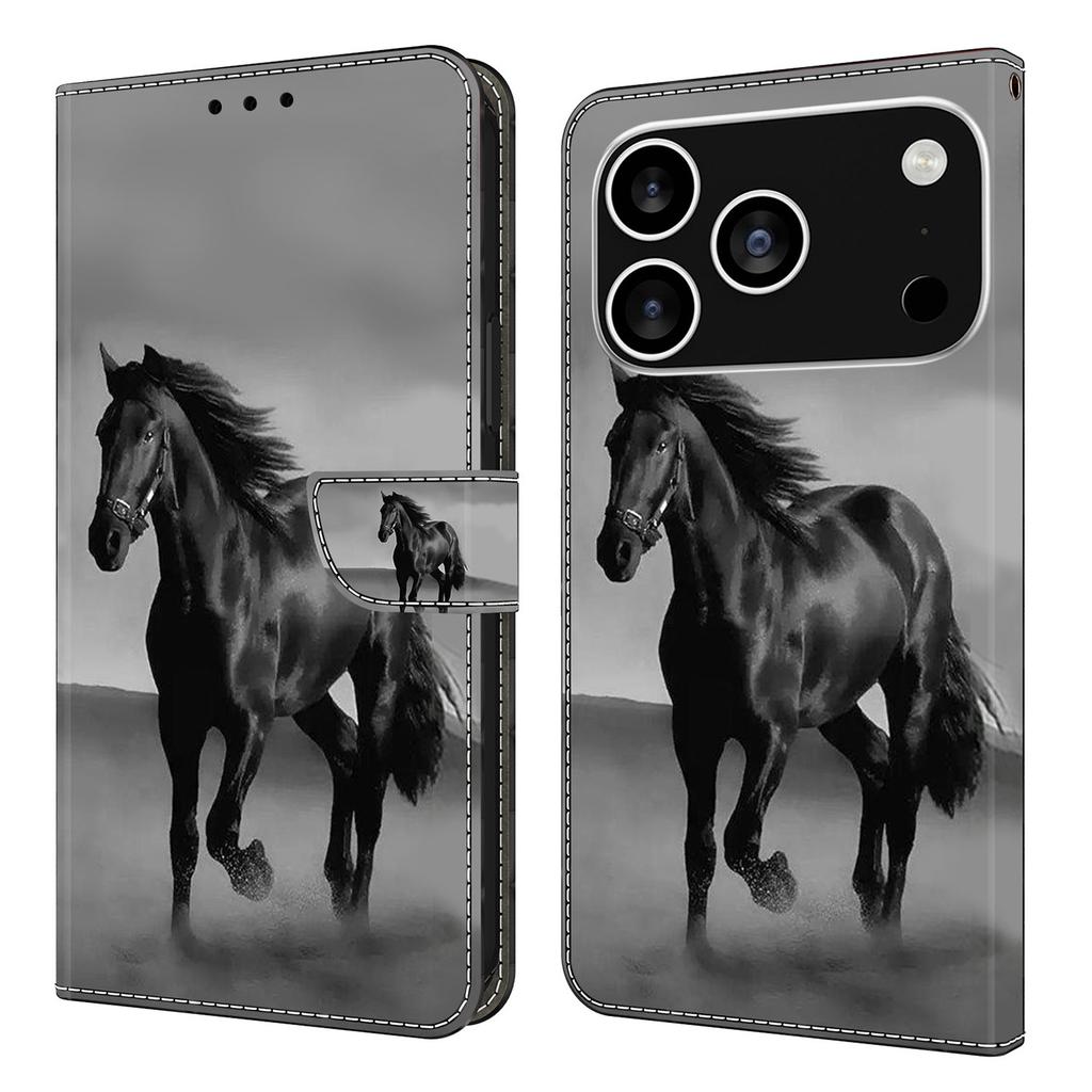 For iPhone 17 Pro Case Magnetic Clasp 3D Pattern Leather Wallet Phone Cover