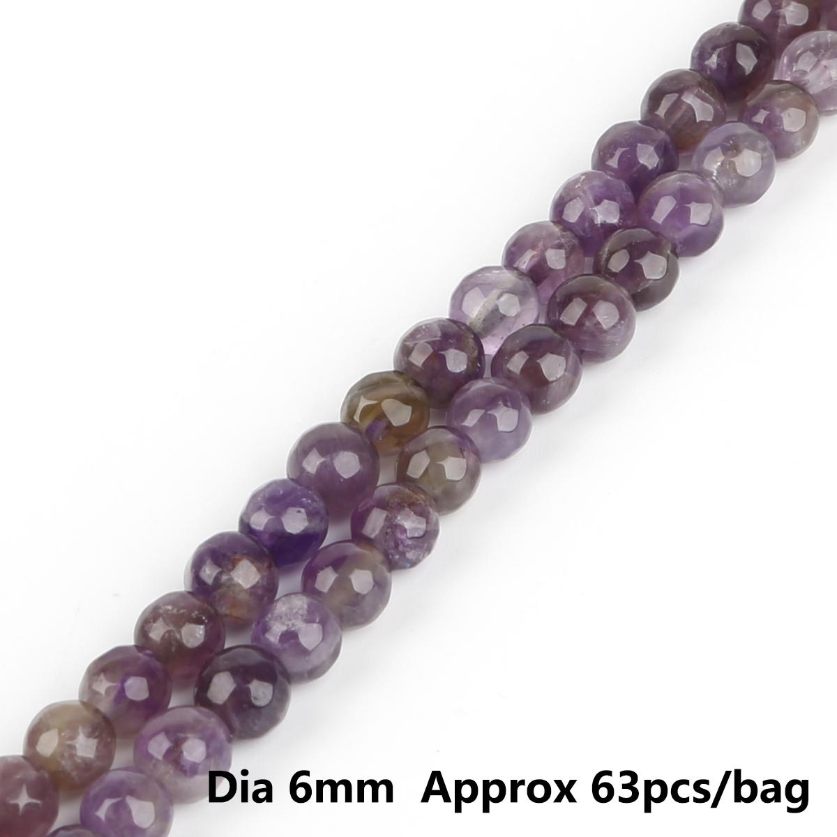 

Бусины из натурального камня, граненые фиолетовые хрустальные аметисты, круглые бусины для изготовления ювелирных изделий, 15 дюймов 6mm 63pcs