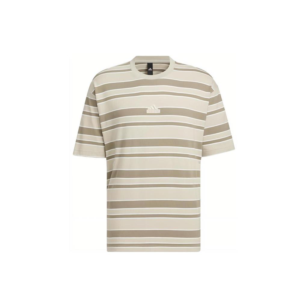 Adidas Sportswear FL Stripe T-Shirt Asia Sizing 'Tan Olive Green IT3928