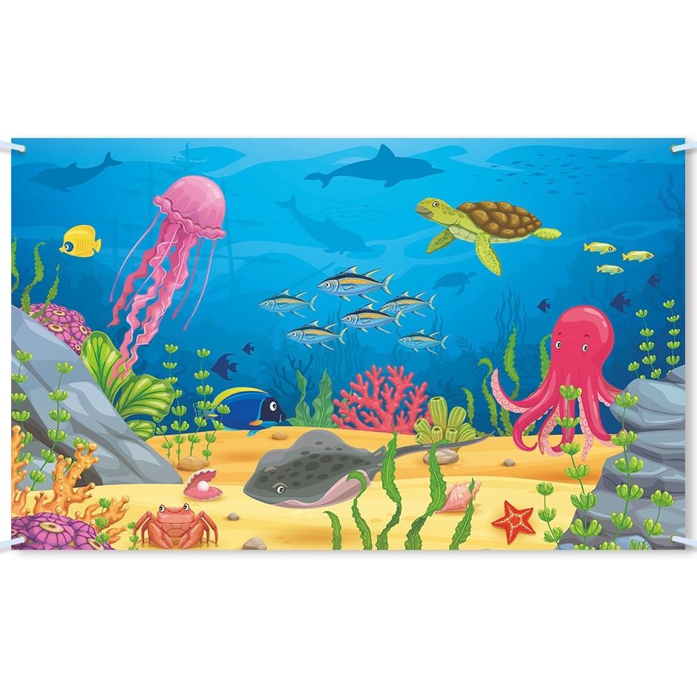 Marine Life Themed Background Banner For Birthday Party And Decoration Event