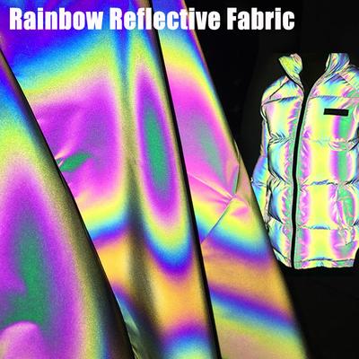 1 Yard Reflective Magic Rainbow Fabric Variable Color Brilliant Reflecting Light Fiber Fabric For Sewing Garment Accessories