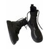 Black Knitted Lace-up Riding Boots Female 2025 Designer's New Spring and Autumn Boots Thick-soled British Wind Locomotive Boots