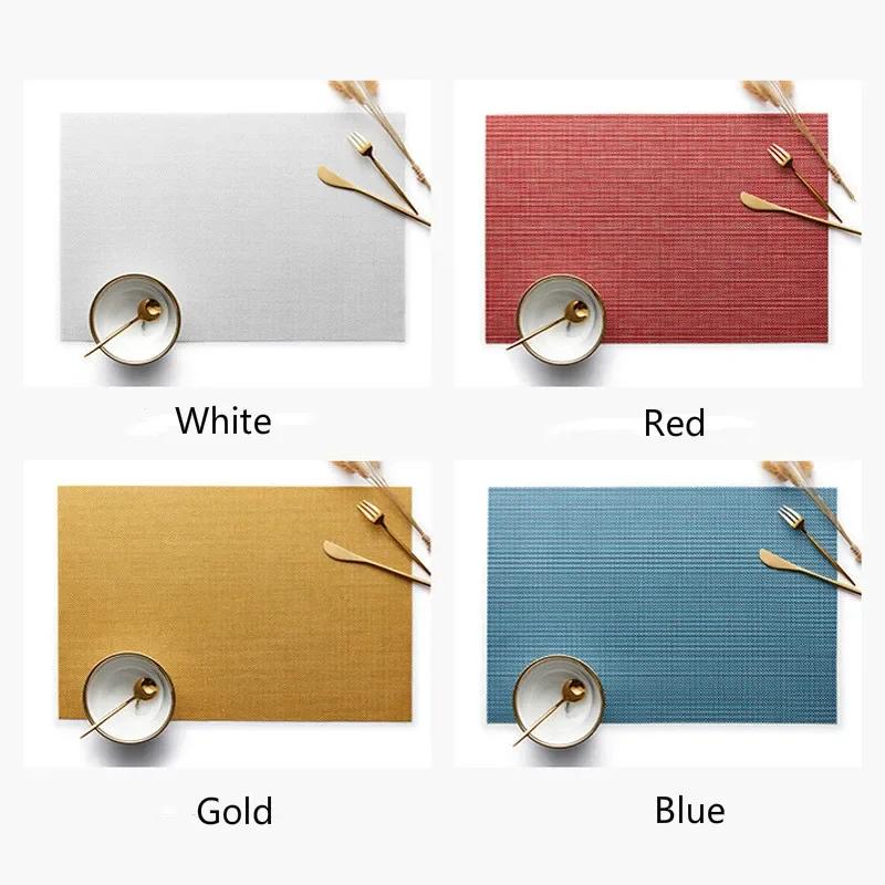 Simple Square Woven Imitation Linen Placemat Insulated Western Food Placemat PVC Anti-scalding and Waterproof Table Mat