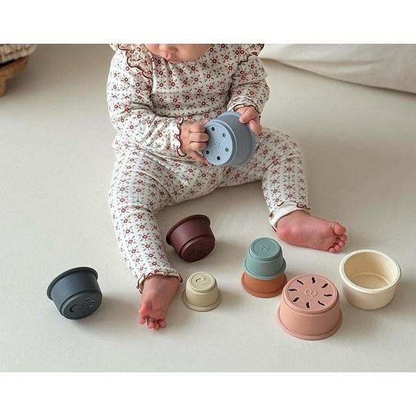 ArtiRabbit Toddler Silicone Stacking Cup Cup Stacking Toy Set, 1 Set, Oat Brown, Korean Baby Products