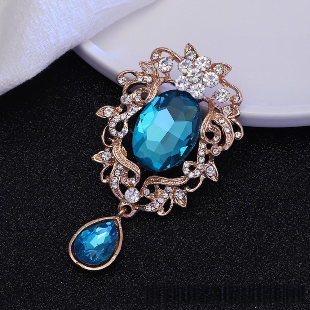 Bouquet Decor Rhinestone Pendant Water Drop Shape Brooch Pins Parts  DIY Crafts