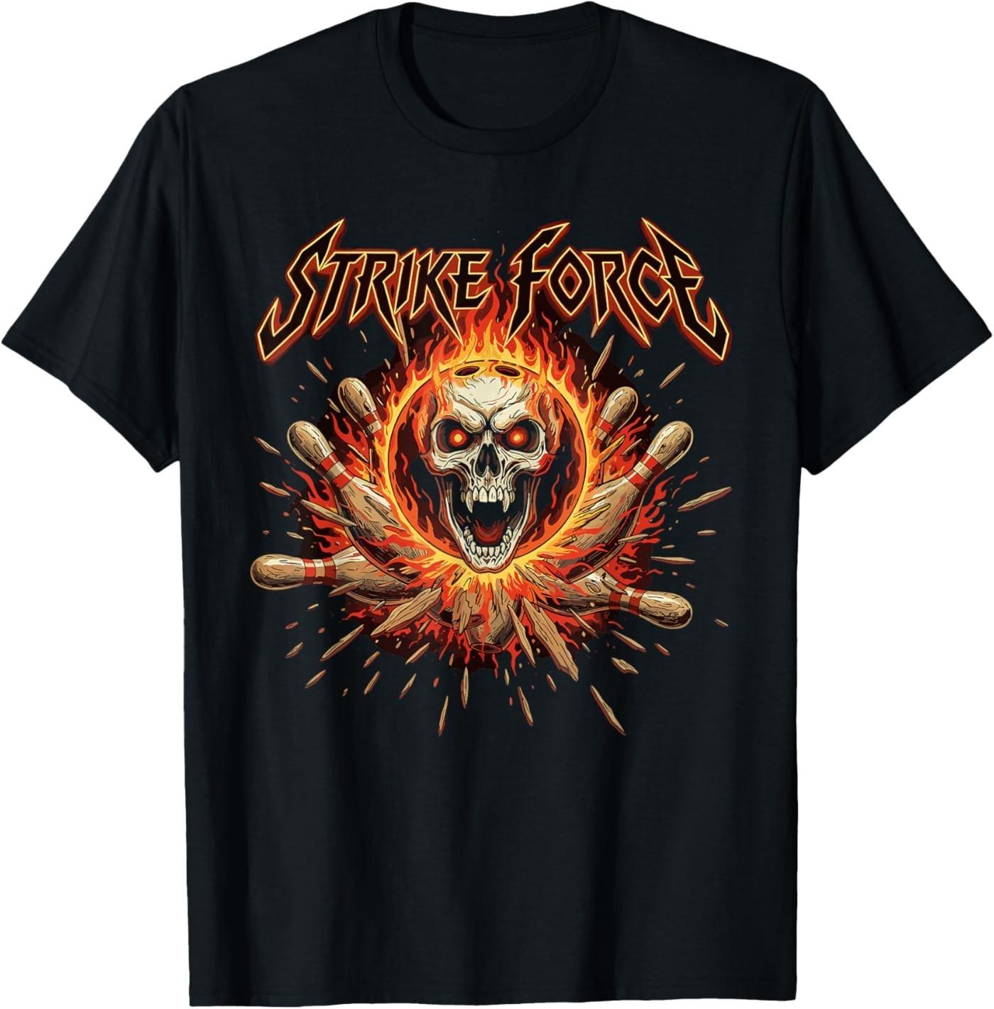 Bowler Skull Strike Flaming Pins Bowling Sport T-Shirt S разноцветный