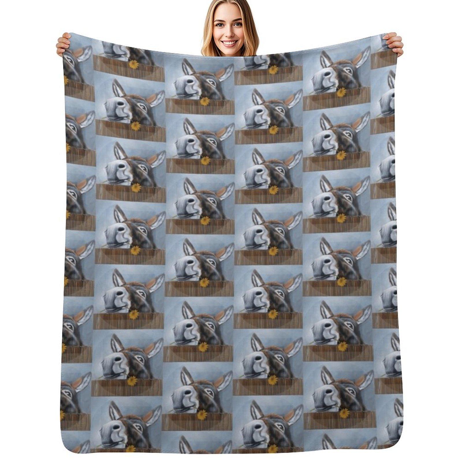 A Donkey called Daisy Throw Blanket Cozy Light Blanket for Travel Camping Picnic Size: 75*100cm, Weight: 230 GSM