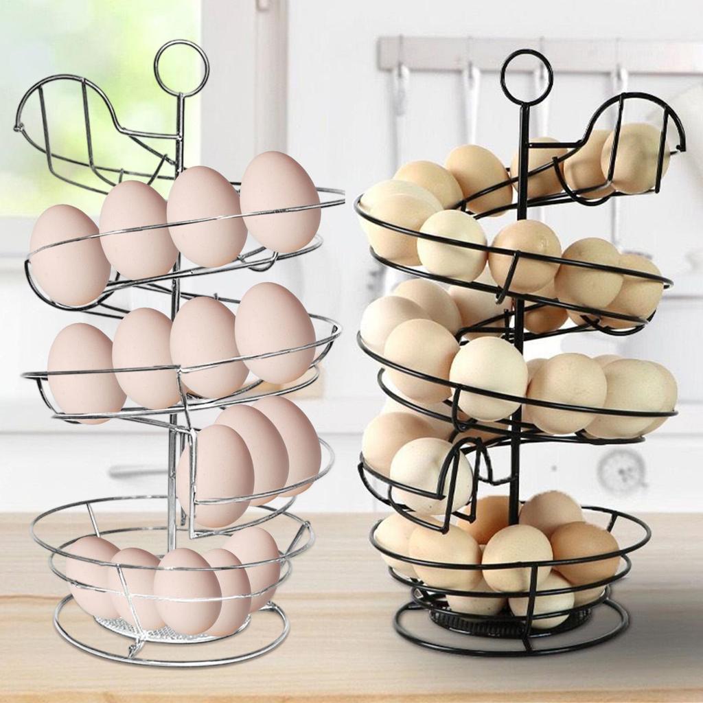 Spiral Egg Rack Countertop Chicken Egg Spiraling Basket Counter Storage Basket Metal Wire Rack for Kitchen Fruit Shelf Dorm