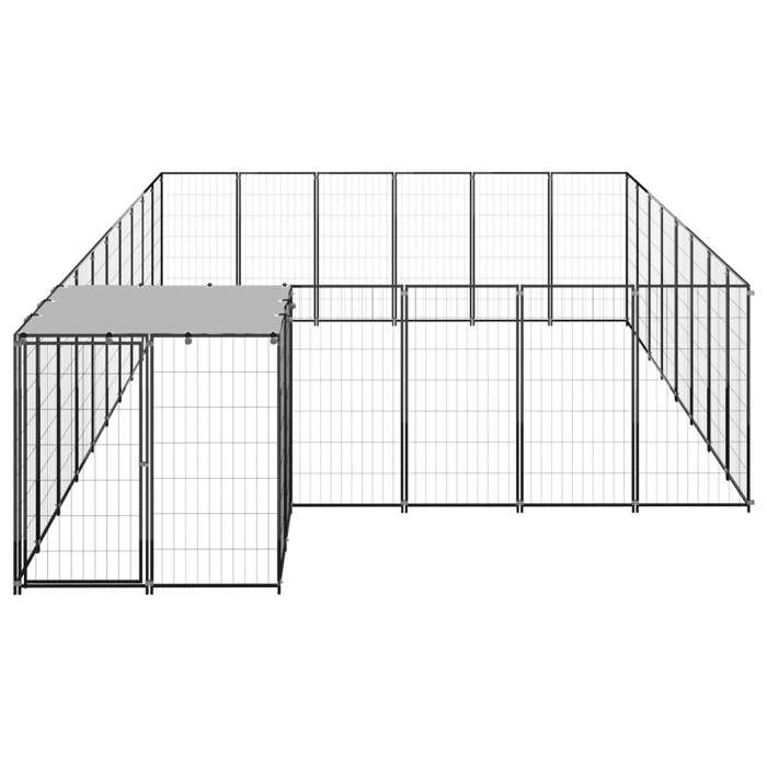 VidaXL Chenil Noir 15,73 m² Acier Enclos pour Chiots Cage Chiens Extérieur 3082214