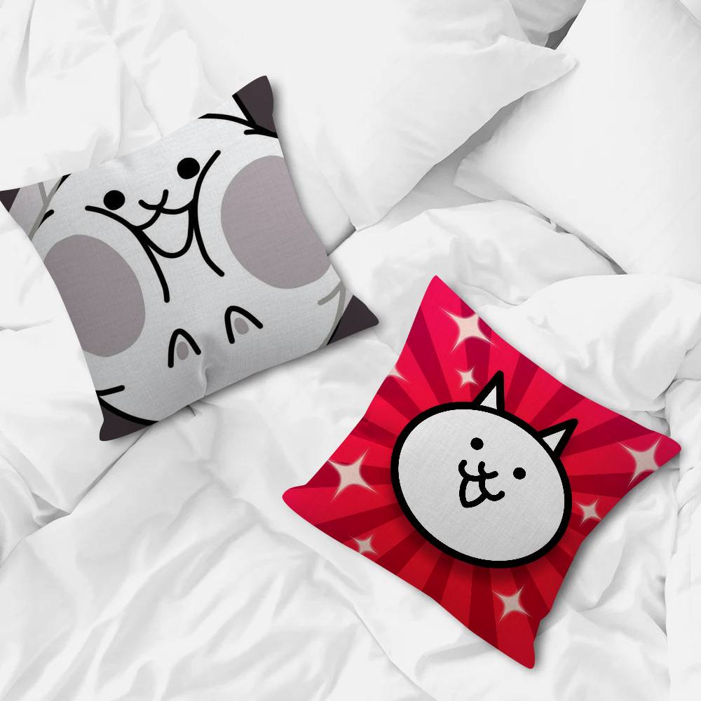 Game BBattle Cats Anime  Cushion Cover Inches Farmhouse Decor Home Throw Pillow Covers for Couch Decorations