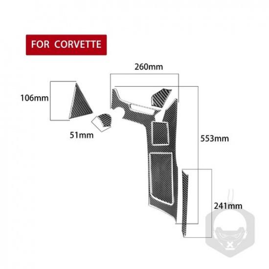 Carbon Fiber Inner Water Cup Holder Panel Trim Cover For Chevrolet Corvette C7